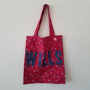 Jack Wills Canvas Tote Burgundy and Navy Floral British